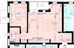 Apartament cu 2 camere, semidecomandat, 54 mp utili, zona Aradului