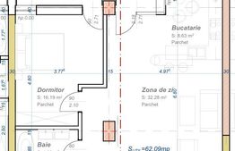 Apartament cu 2 camere, semidecomandat, 62 mp utili, zona Aradului