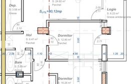 Apartament cu 3 camere, semidecomandat, 80 mp utili, zona Aradului