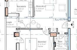 Apartament cu 2 camere, semidecomandat, 53 mp utili, logie 6,67, zona Aradului