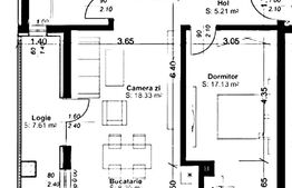 Apartament 2 camere, semidecomandat, 53mp utili, logie 7,61, zona Aradului