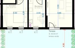 Apartament cu 2 camere, decomandat, 52 mp utili, gradina de 35 mp, zona Aradului
