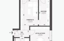 Apartament de 2 camere, 44 mp, Giroc