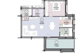 Apartament cu 2 camere 58 mp utili + balcon 11 mp, Moșnița Nouă