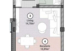 Apartament cu 1 camere 39 mp utili