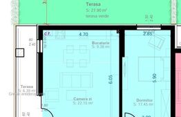 Apartament 2 Camere Open-Space | Terasă 28 mp | Zona Aradului