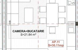 Apartament o camera, 30 mp + Balcon 6 mp, TVA INCLUS, zona Sud