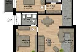 Apartament 3 camere, 68 mp utili, etaj intermediar, Zona Sagului