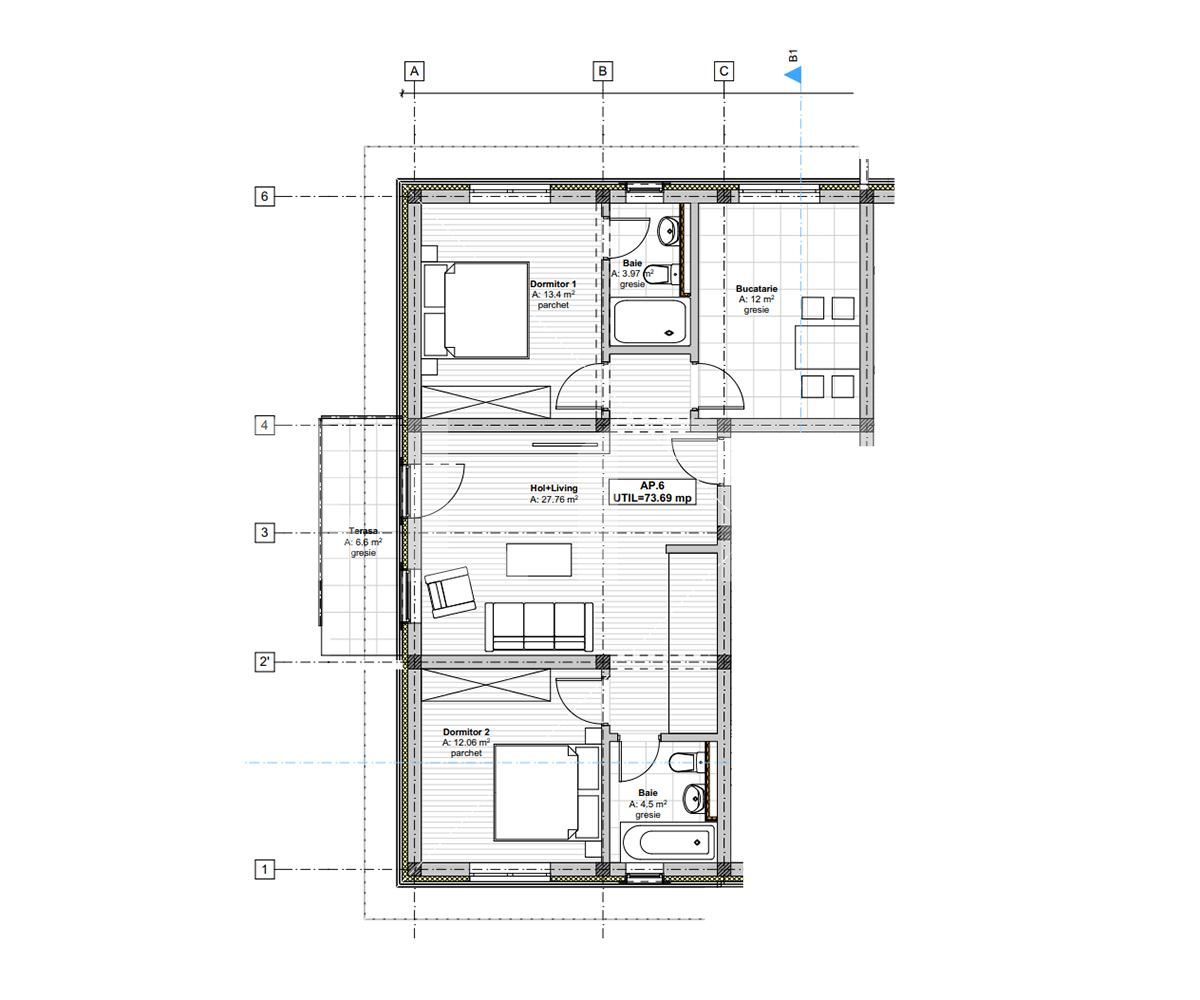 Vanzare apartament in imobil tip vila, 73.69 mp utili, Giarmata Vii
