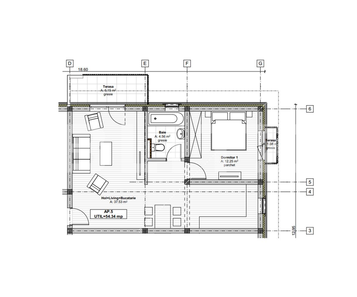 Apartament de 2 camere, 54.34 mp utili, terasa, Giarmata Vii