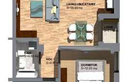 Vanzare apartament de 2 camere, logie, etaj intermediar