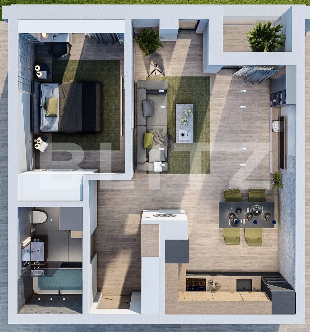 Apartament cu 2 camere, etaj 1, 50 mp utili, Torontalului