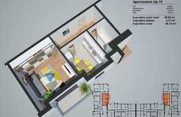 Apartament de 1 camera, decomandat, 39.85 mp, zona Shopping City!