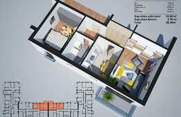 Apartament de 2 camere, 52.69 mp, decomandat, zona Shopping City!