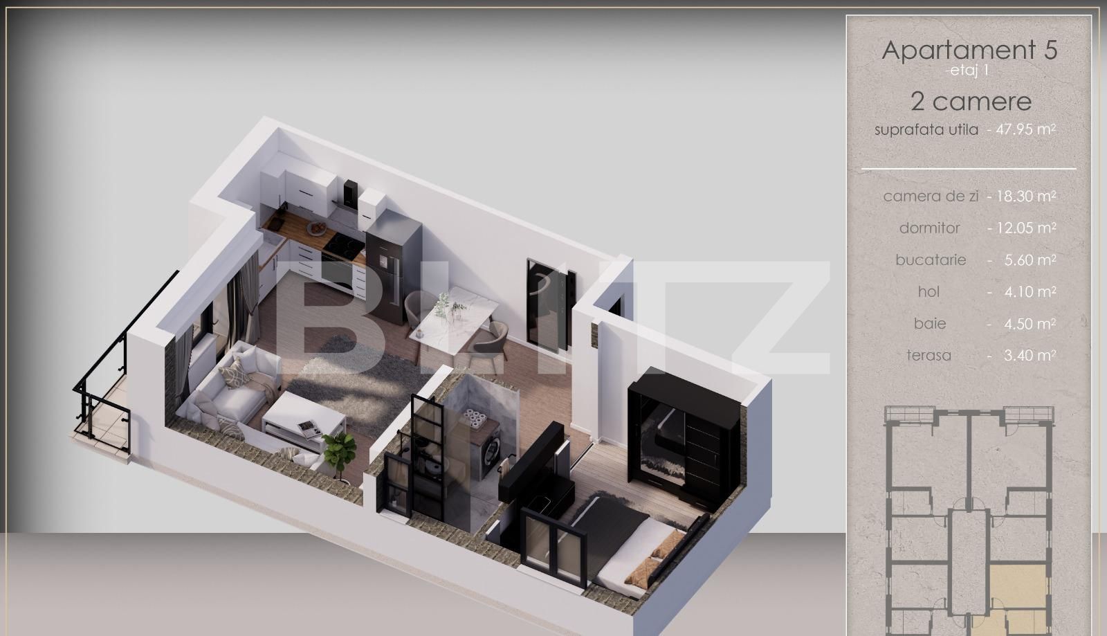 Apartament de vânzare 2 camere Braytim - 68122AV | BLITZ Timișoara | Poza1