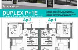 Duplex separate prin spaţiu de 20cm izolat, şi structură de rezistenţă proprie, 130 mp utili 360 mp teren
