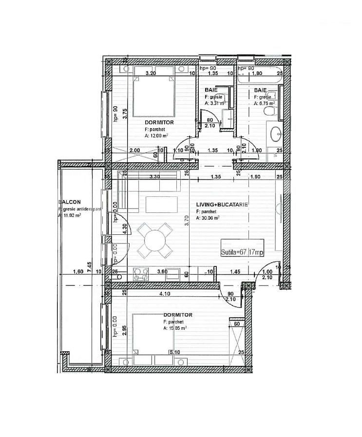 Apartament 2 camere,decomandat, 53 mp + terasa 20mp+ 4 locuri de parcare, Calea Principala Urseni