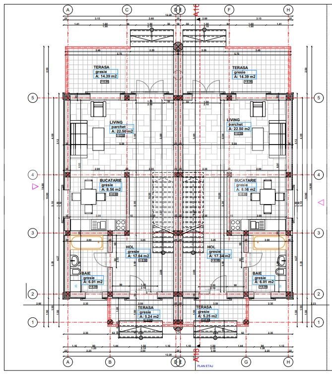 Duplex cu 3camere,90 mp, teren 350 mp, Bucovat