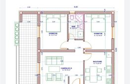 Casa cu 3 camere, 60 mp,teren 1000 mp, sat Ianova
