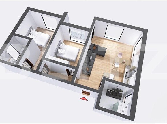 Apartament de vânzare 3 camere Exterior-Sud - 186297AV | BLITZ Zalău | Poza1